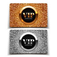 Gold and silver VIP cards with glitter N2