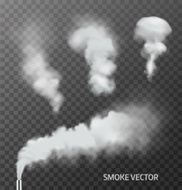 Set of realistic smoke steam on transparent background Vector