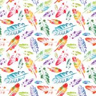 watercolor pattern of imprint leaves seamless texture background N9
