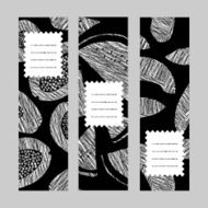 Vertical Fruit Banner Set Healthy lifestyle series Scratched Illustration