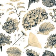 Seamless pattern with beautiful spring flowers and plants N8