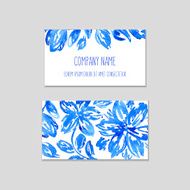 Set of business cards with watercolor floral background