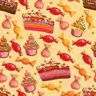 Seamless vector pattern with cake candy