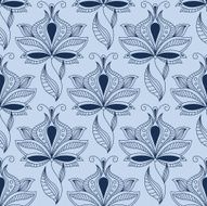 Airy lace indian blue floral seamless pattern