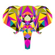 Abstract bright colored polygonal triangle geometric elephant isolated on white N2