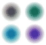 Set of four halftone vibrant colors circles