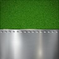 Background of grass and polished metal