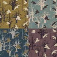 Set of 4 seamless textures Birds in flight on park