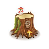 Stump with mushrooms isolated on white vector