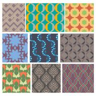 Set of 9 seamless geometric and line shape patterns set 4