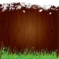 Green grass on wooden background N2