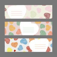 Set of Romantic horizontal banners Hearts ornament Vector Illustration N2