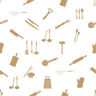 home kitchen cooking utensils seamless pattern eps10