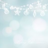 Christmas greeting card garland of lights and christmas balls vector