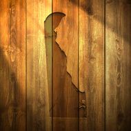 Delaware Map on lit Wooden Background