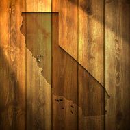 California Map on lit Wooden Background