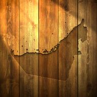 United Arab Emirates Map on lit Wooden Background