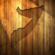 Somalia Map on lit Wooden Background