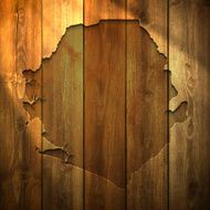 Sierra Leone Map on lit Wooden Background