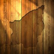 San Marino Map on lit Wooden Background