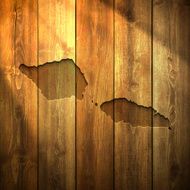 Samoa Map on lit Wooden Background