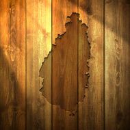 Saint Lucia Map on lit Wooden Background