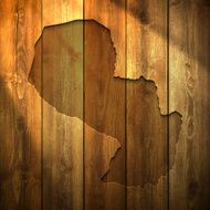 Paraguay Map on lit Wooden Background