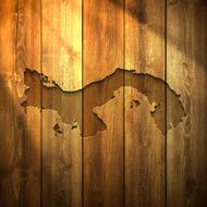 Panama Map on lit Wooden Background