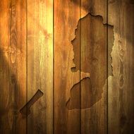 Palestinian Territories Map on lit Wooden Background