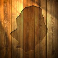 Niue Map on lit Wooden Background