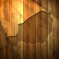 Niger Map on lit Wooden Background