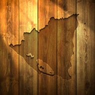 Nicaragua Map on lit Wooden Background