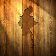 Myanmar Map on lit Wooden Background