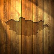 Mongolia Map on lit Wooden Background