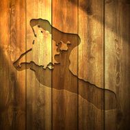 Kiribati Map on lit Wooden Background