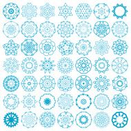 set of abstract blue mandala floral pattern icon N2