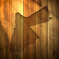 Jordan Map on lit Wooden Background