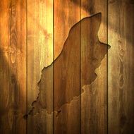 Isle of Man Map on lit Wooden Background