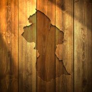 Guyana Map on lit Wooden Background