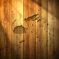 Fiji Map on lit Wooden Background