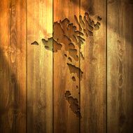 Faeroe Islands Map on lit Wooden Background