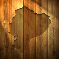 Ecuador Map on lit Wooden Background