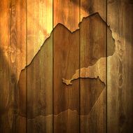 Djibouti Map on lit Wooden Background