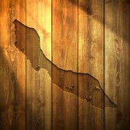 Curacao Map on lit Wooden Background