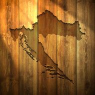 Croatia Map on lit Wooden Background