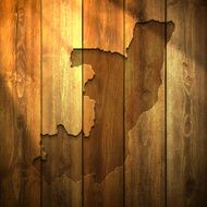 Republic of the Congo Map on lit Wooden Background