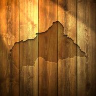 Central African Republic Map on lit Wooden Background