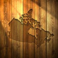 Canada Map on lit Wooden Background