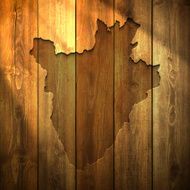 Burundi Map on lit Wooden Background