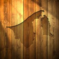 Brunei Map on lit Wooden Background